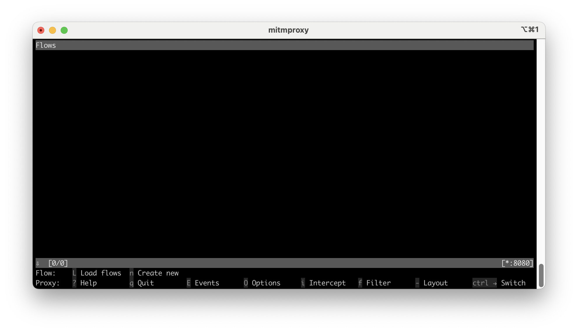 mitmproxy running with no requests