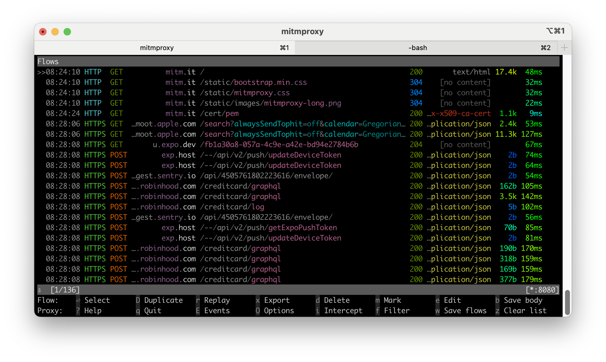 mitmproxy running with requests